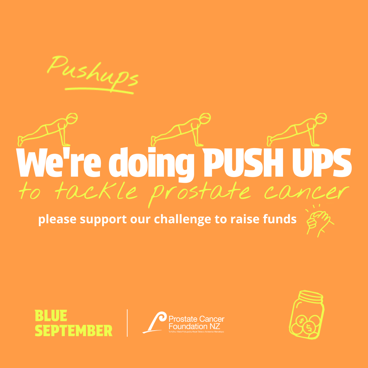 Social FB 'We're Doing Push Ups' Orange