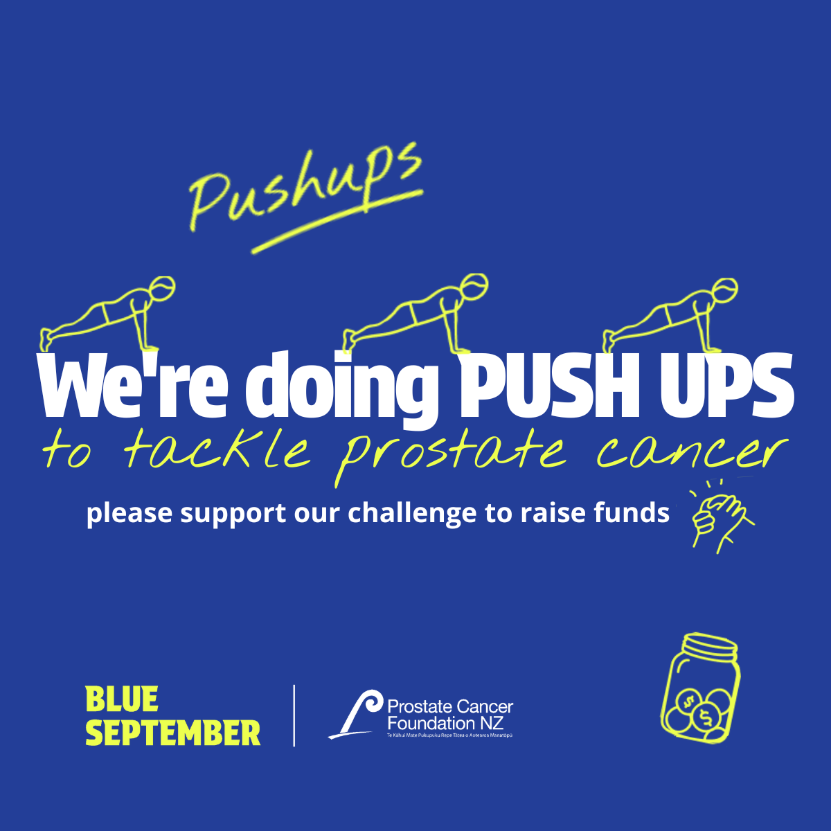 Social FB 'We're Doing Push Ups' Blue
